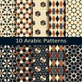 Set of ten vector arabic geometric patterns