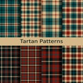 Set of ten vector trendy scottish tartan patterns. design for wrapping, packaging, covers, cloths, christmas