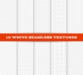 Set of Ten White Seamless Textured Patterns. Vector illustration, eps10. Royalty Free Stock Photo