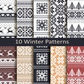 Set of ten winter patterns Royalty Free Stock Photo