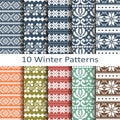 Set of ten winter patterns Royalty Free Stock Photo
