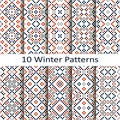 Set of ten winter patterns Royalty Free Stock Photo