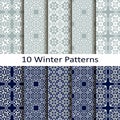 Set of ten winter patterns Royalty Free Stock Photo