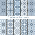 Set of ten winter patterns Royalty Free Stock Photo