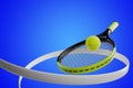 Set of tennis racket and sports ball. Royalty Free Stock Photo