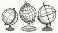 Set of Terrestrial Globes Vector, Global Exploration & Education, vector design Generative AI Royalty Free Stock Photo
