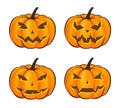 Set with a terrible pumpkin for Halloween in a cartoon style on a white background. Vector Illustration on Halloween