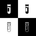 Set Test tube or flask with blood icon isolated on black and white background. Laboratory, chemical, scientific Royalty Free Stock Photo