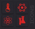 Set Test tube and flask chemical, Test tube and flask chemical, Chemical formula and Atom icon. Vector Royalty Free Stock Photo
