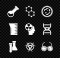 Set Test tube and flask chemical, Molecule, Bacteria, Biohazard symbol, Laboratory glasses, glassware beaker and Human