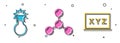 Set Test tube and flask, Molecule and XYZ Coordinate system icon. Vector