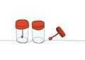 Set test tubes. Plastic Jar for analysis of urine, feces, sperm medical supplies, equipment one line color art