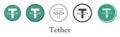 Set of tether crypto currency icons