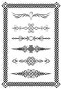 Set of text delimiters and decorative frame. Slavic patterns