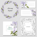 Set of text frames with floral pattern. Vector illustration of flowers for the modern design of business cards, advertising, Royalty Free Stock Photo