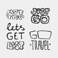 Set of text traveling slogans lettering