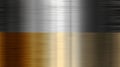 Set texture group of metallic gradient steel shiny background silver gold color. AI generated. Royalty Free Stock Photo