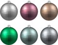 Set of textured realistic christmas balls.