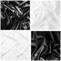 A set of textures of black and white silk