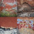 Set of textures of the old damaged brick wal Royalty Free Stock Photo