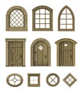 Set textures of vintage doors windows vector Royalty Free Stock Photo