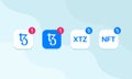 A set of Tezos crypto currency XTZ icons, mobile app concept.