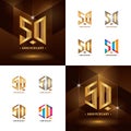 Set of 50th Anniversary logotype design, Fifty years Celebrate Anniversary Logo Royalty Free Stock Photo