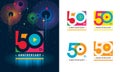 Set of 50th Anniversary logotype design, Fifty years Celebrating Anniversary Royalty Free Stock Photo