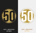 Set of 50th Happy anniversary cards template with gold elements.