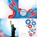 Set of 4th july american independence day background Royalty Free Stock Photo