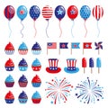 set of 4th of July decoration elements