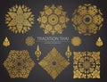 Set of Thai art element, Decorative motifs. Ethnic Art, icon Royalty Free Stock Photo