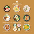 Set of thai food flat design