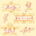 Set with Thank you cards in yellow and red colors.