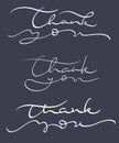 Set of Thank you text on dark background. Calligraphy lettering Vector illustration EPS10 Royalty Free Stock Photo