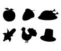 Set of Thanksgiving Day Apple, Acorn, Turkey, Corn, Hat icon. Royalty Free Stock Photo