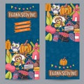 A set of Thanksgiving vertical banners. Happy holidays concept. Autumn harvest design template for advertisement, sale, invitation