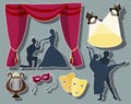 Set of theatre acting performance icons Royalty Free Stock Photo