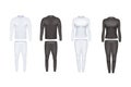 Set of thermal clothes for winter wear. Warm protective pants long sleeve shirts template for cold