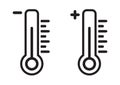 Set of thermometer icons with scale, temperature sign. Vector illustration