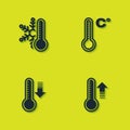 Set Thermometer with snowflake, Meteorology thermometer, and icon. Vector Royalty Free Stock Photo