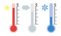 Set of thermometers. Vector illustration. Icons with different temperature levels. Royalty Free Stock Photo