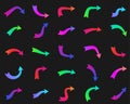 Set of thick different isolated multicolored arrows