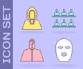 Set Thief mask, Judge, Anonymous with question mark and Jurors icon. Vector