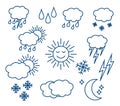 Set thin and clean outline weather icons