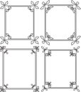 Set of 4 thin decorative frames in mono line style