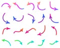Set of thin isolated gradient arrows