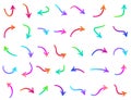 Set of thin isolated multicolored arrows