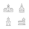 Set of thin line black church Royalty Free Stock Photo