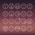 Set of thin line emoticons